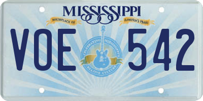 MS license plate VOE542