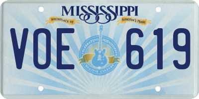 MS license plate VOE619