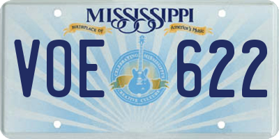 MS license plate VOE622