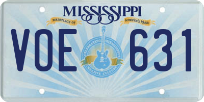 MS license plate VOE631