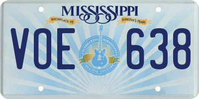 MS license plate VOE638