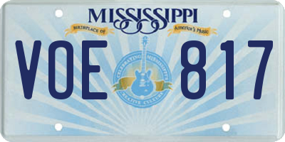 MS license plate VOE817