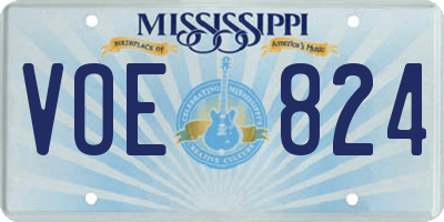 MS license plate VOE824