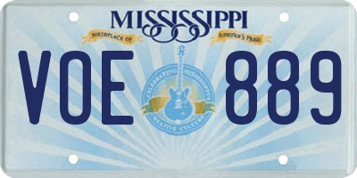 MS license plate VOE889
