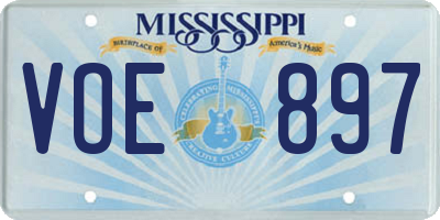 MS license plate VOE897