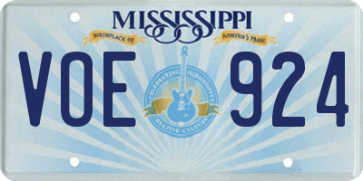 MS license plate VOE924