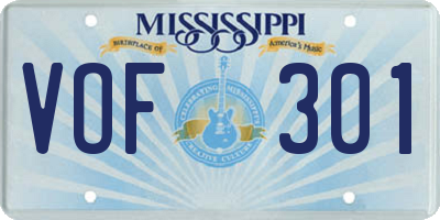 MS license plate VOF301