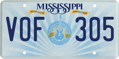 MS license plate VOF305