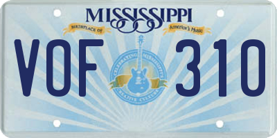 MS license plate VOF310