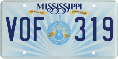 MS license plate VOF319
