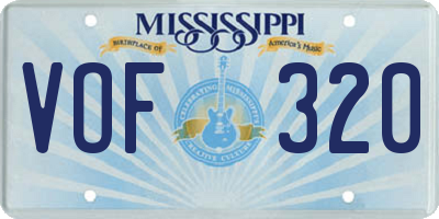 MS license plate VOF320