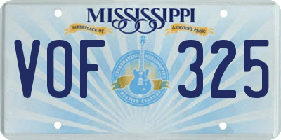 MS license plate VOF325