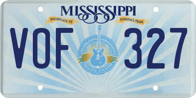MS license plate VOF327