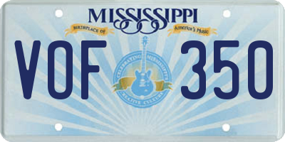 MS license plate VOF350
