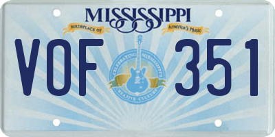 MS license plate VOF351