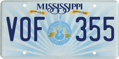 MS license plate VOF355