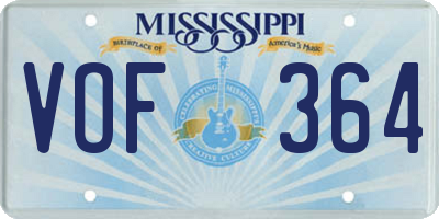 MS license plate VOF364