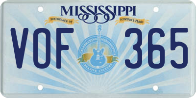 MS license plate VOF365