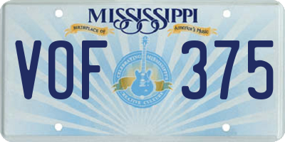 MS license plate VOF375