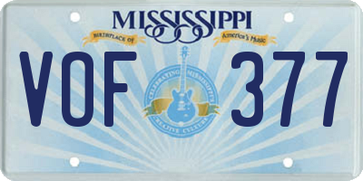MS license plate VOF377