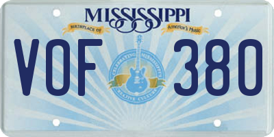 MS license plate VOF380