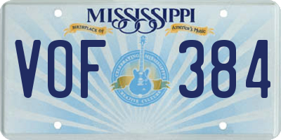 MS license plate VOF384
