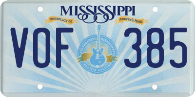 MS license plate VOF385