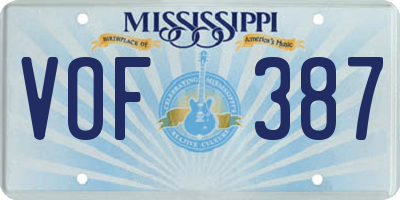 MS license plate VOF387