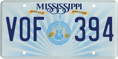 MS license plate VOF394