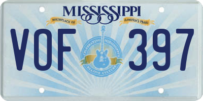 MS license plate VOF397