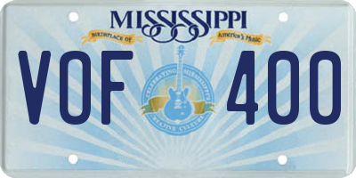 MS license plate VOF400