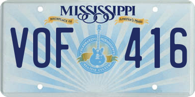 MS license plate VOF416