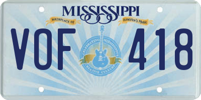 MS license plate VOF418