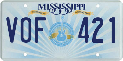 MS license plate VOF421