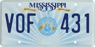 MS license plate VOF431