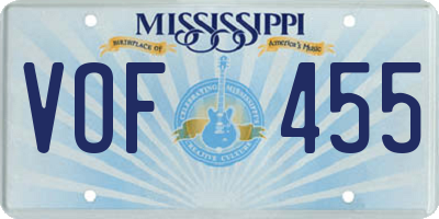 MS license plate VOF455