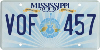 MS license plate VOF457