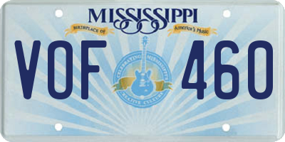 MS license plate VOF460