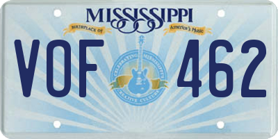 MS license plate VOF462