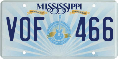 MS license plate VOF466