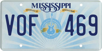 MS license plate VOF469