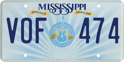 MS license plate VOF474