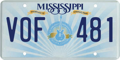 MS license plate VOF481