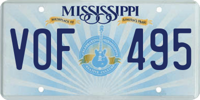 MS license plate VOF495