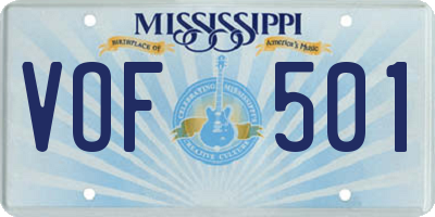 MS license plate VOF501