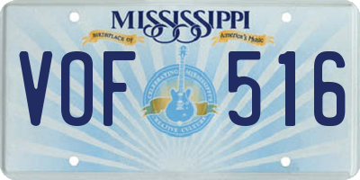 MS license plate VOF516
