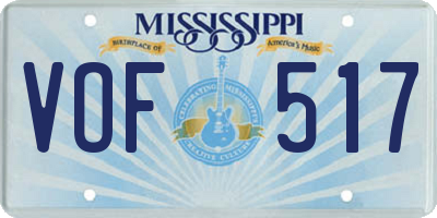 MS license plate VOF517