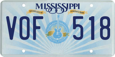 MS license plate VOF518