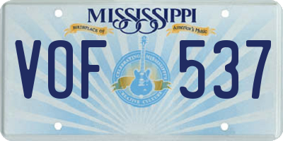 MS license plate VOF537