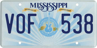 MS license plate VOF538